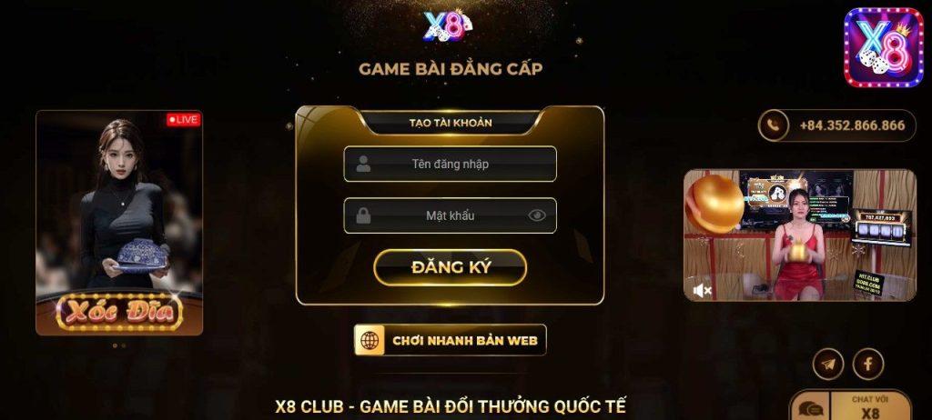 Quy trình tải, cài đặt, đăng ký, đăng nhập tại X8club cực nhanh